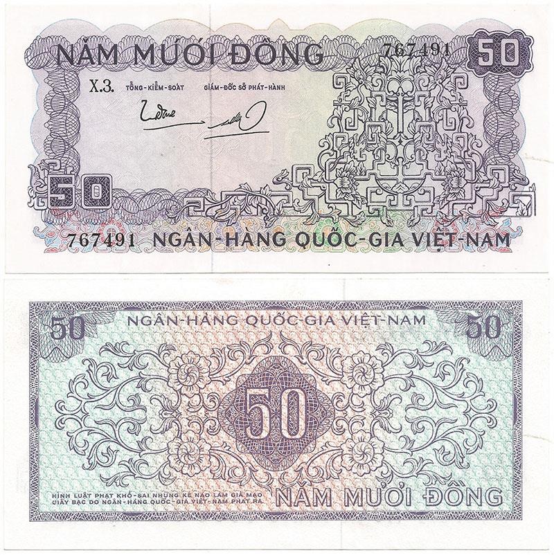 1966 Long-Gone “SOUTH VIETNAM” Choice CRISP UNCIRCULATED War Time “50 DONG” Note