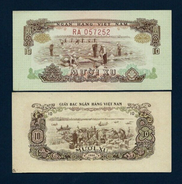 VIETNAM South 10 XU P-37 1966 Boat Farming Vietnamese World Currency UNC NOTE