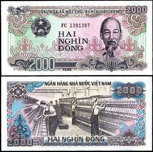 VIETNAM SET OF 5 NOTES 200 500 1000 2000 5000 Lot Ho Chi Minh
