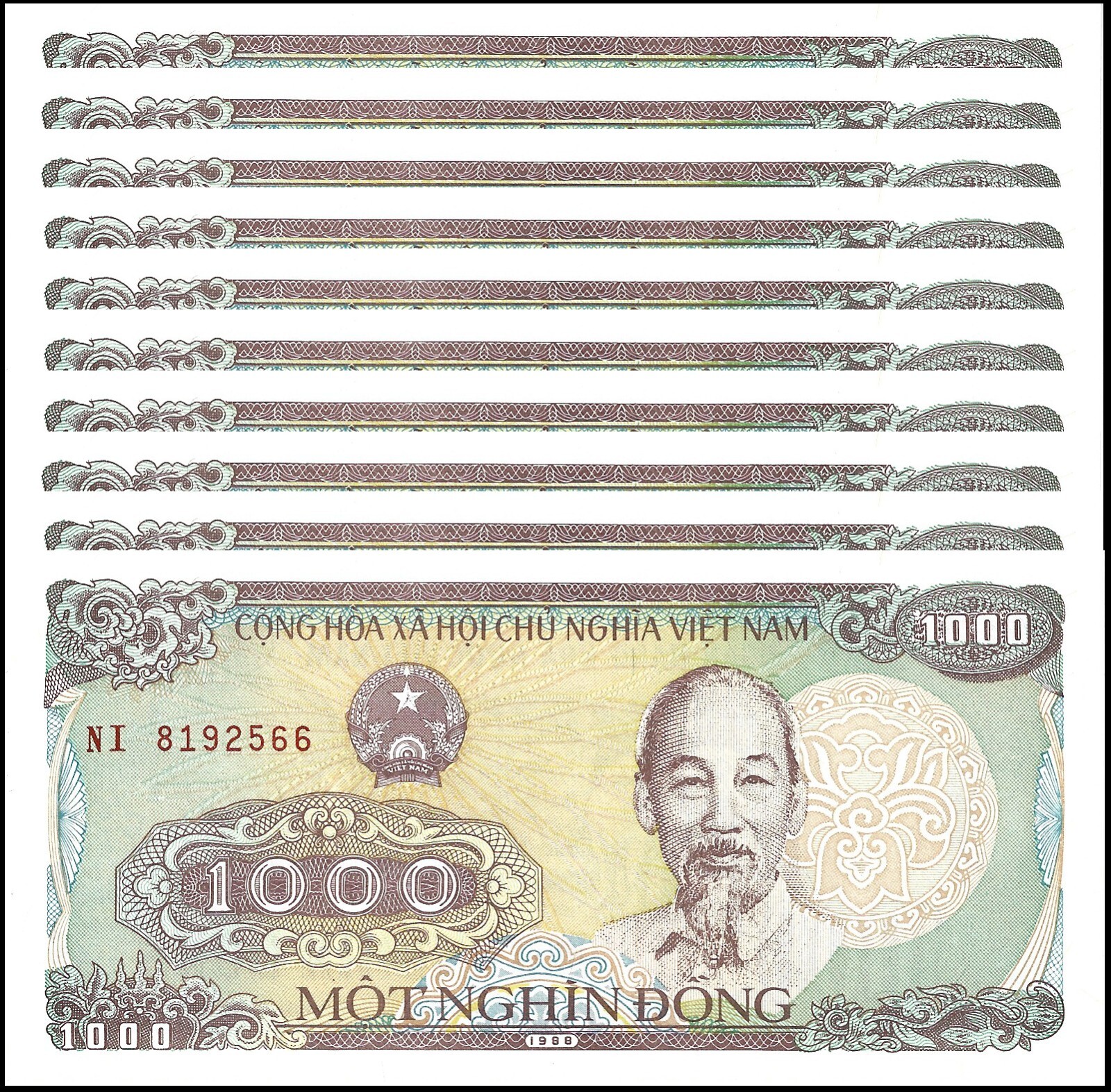 VIETNAM 1000 DONG 1988 P 106 UNC X 10 PCS Lot