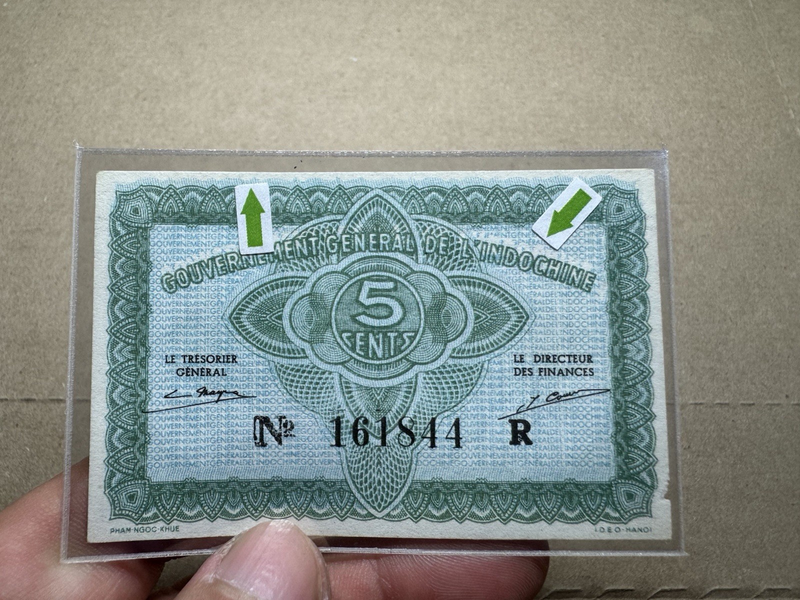 Minor Printing Error 5 Cent Indochine Indochina Banknotes 1942 Rare_LDP Shop.