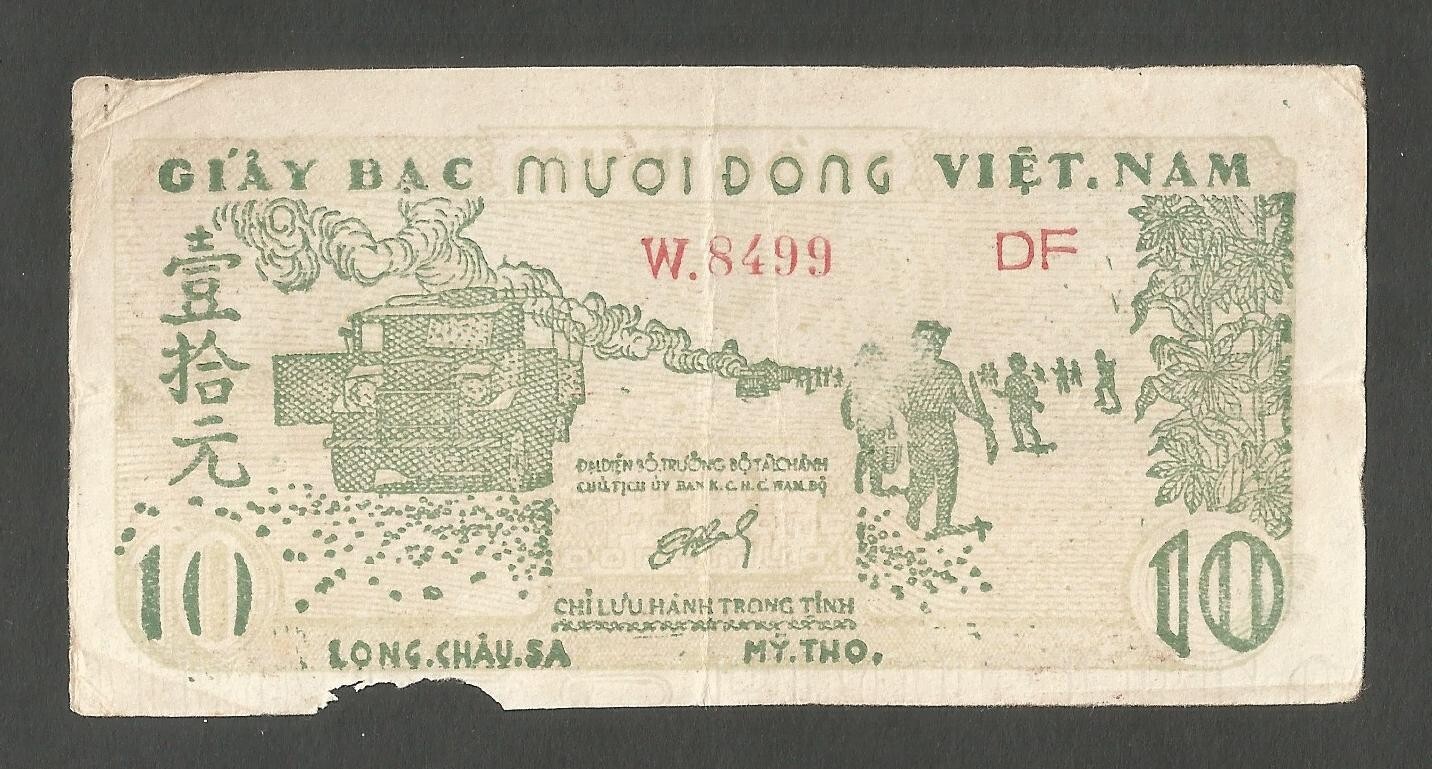 Vietnam 10 Dong N.D. (1952); VF; P-37a; Ho Chi Minh; Soldiers & truck; With wmk