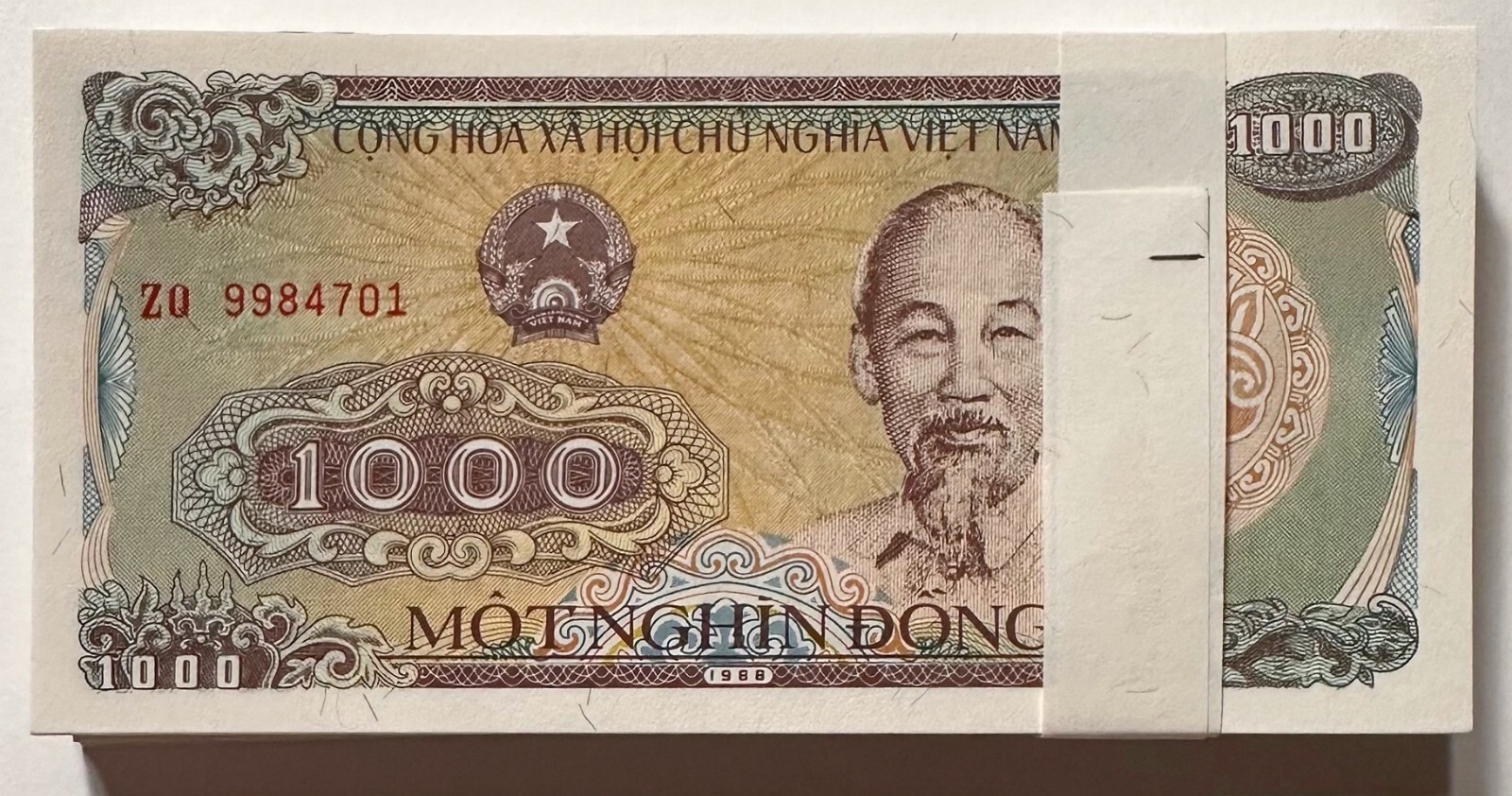 1,000 Vietnam Dong VND Uncirculated UNC 1988 Cotton PaperBanknote Currency 1pc