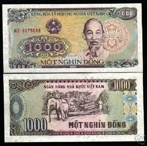 VIETNAM 1000 DONG P-106 1988 x 1 Pcs HO CHI MINH ELEPHANT UNC MONEY VND BANKNOTE