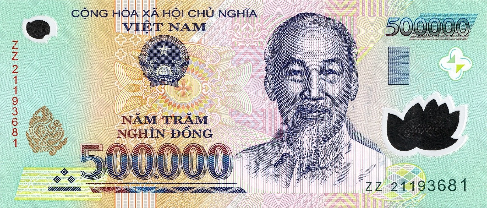 1,000,000 Vietnamese Dong, 2x 500,000 VND Banknotes – Uncirculated (2019)