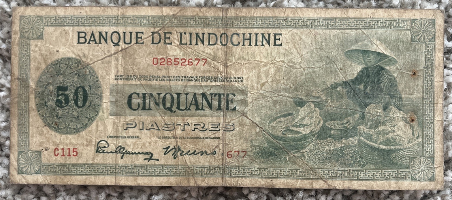 1945 50 Piastres Indochina VG