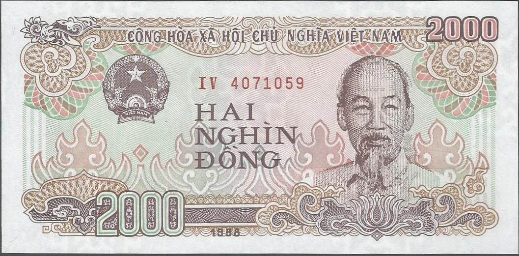 Banknote from Vietnam – 2000 Dong – 1988 – Ho Chi Minh – Unc.