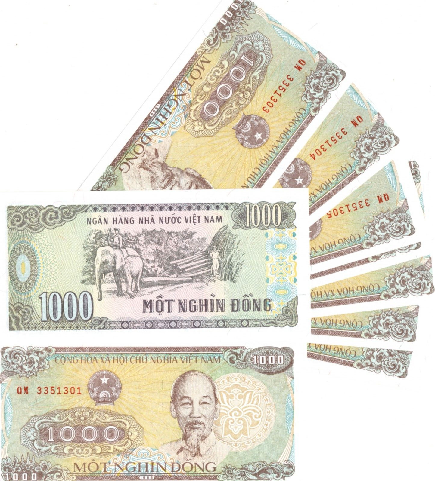 Lot Of 10 X 1988 Vietnam Banknotes 1000 Dong – Uncirculated – Free Shipping!