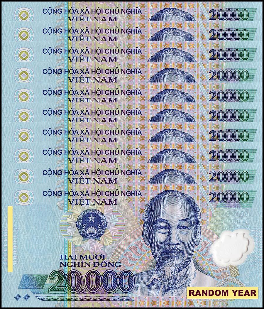 Vietnam 20000 Dong, Random Year, P-120, UNC, Polymer X 10 PCS