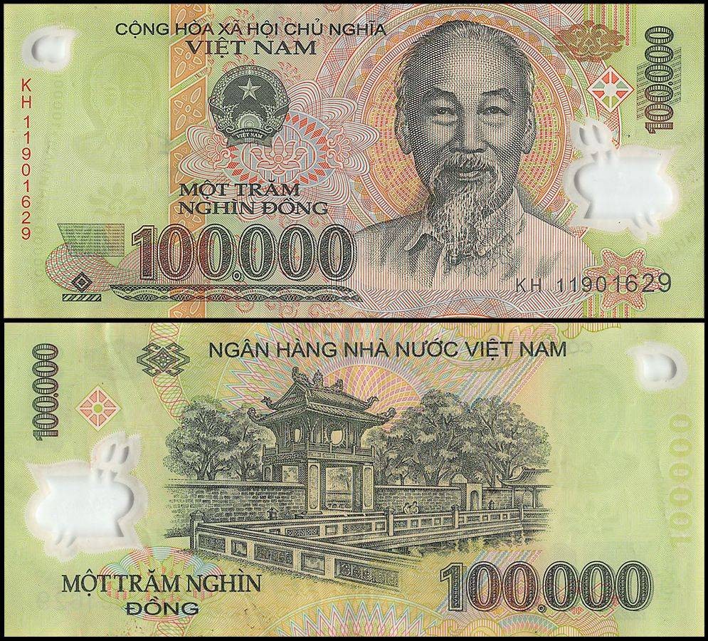 Vietnam 100000 Dong, 2004-2023, P-122, Used, Polymer