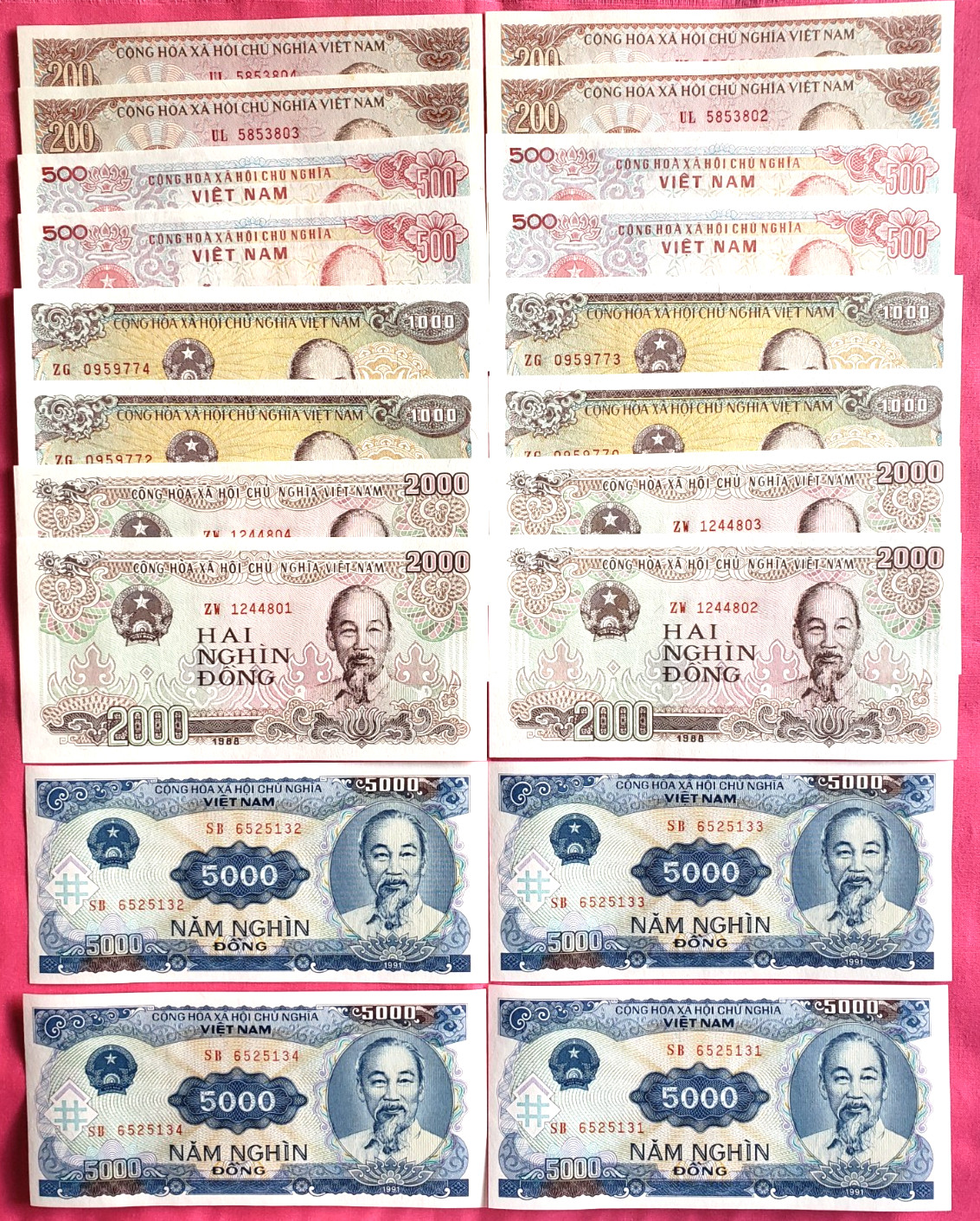 Viet Nam Money Dong 20 PCS Set 5 Denominations Vietnamese Money Dong