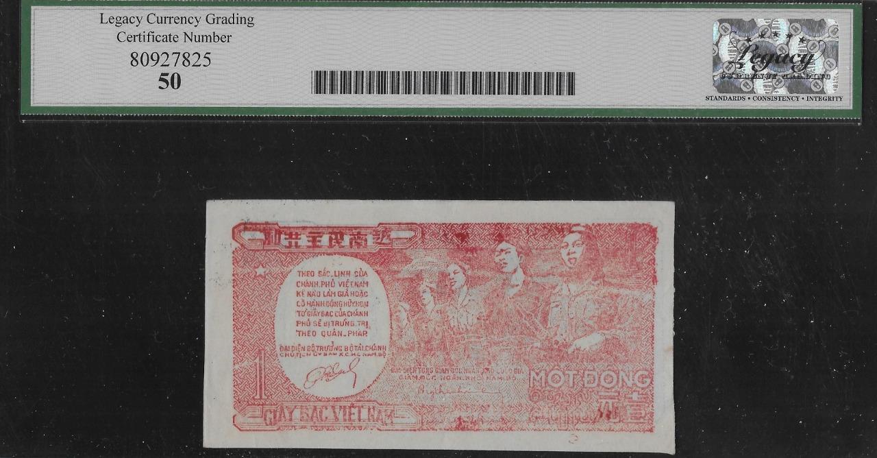Vietnam P-16 1 Dong 1948 Serial # at Bottom Right LCG 50