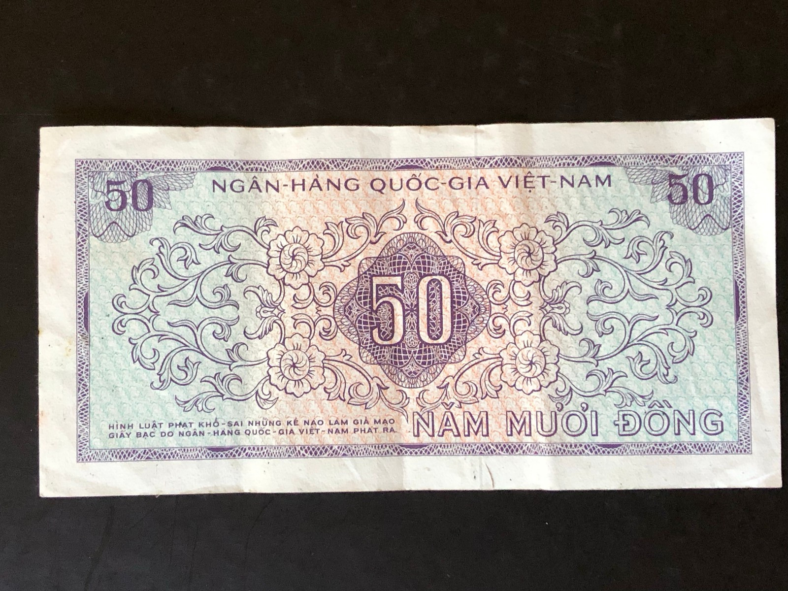 1966 South Vietnam 50 Dong Banknote Currency – Circulated but nice condition