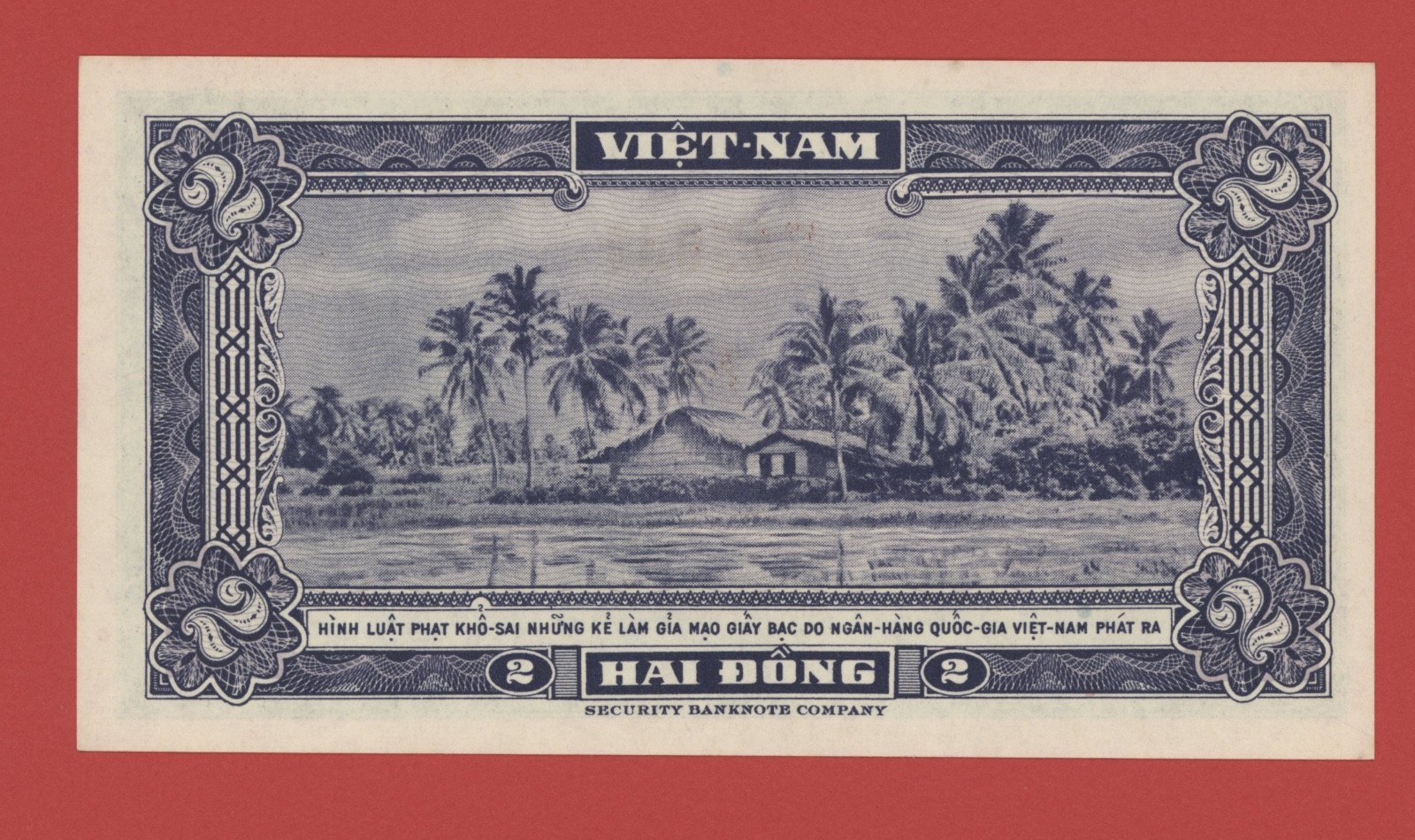SOUTH VIET NAM 2 DONG ( 1955 ) 7-A PICK # 12 UNC.