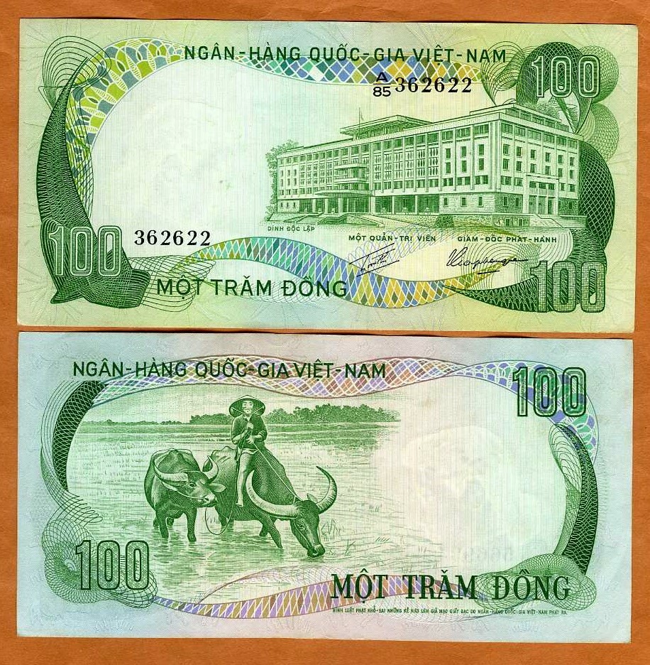 South Vietnam, 100 Dong, ND (1972) P-31, UNC Water Buffalo