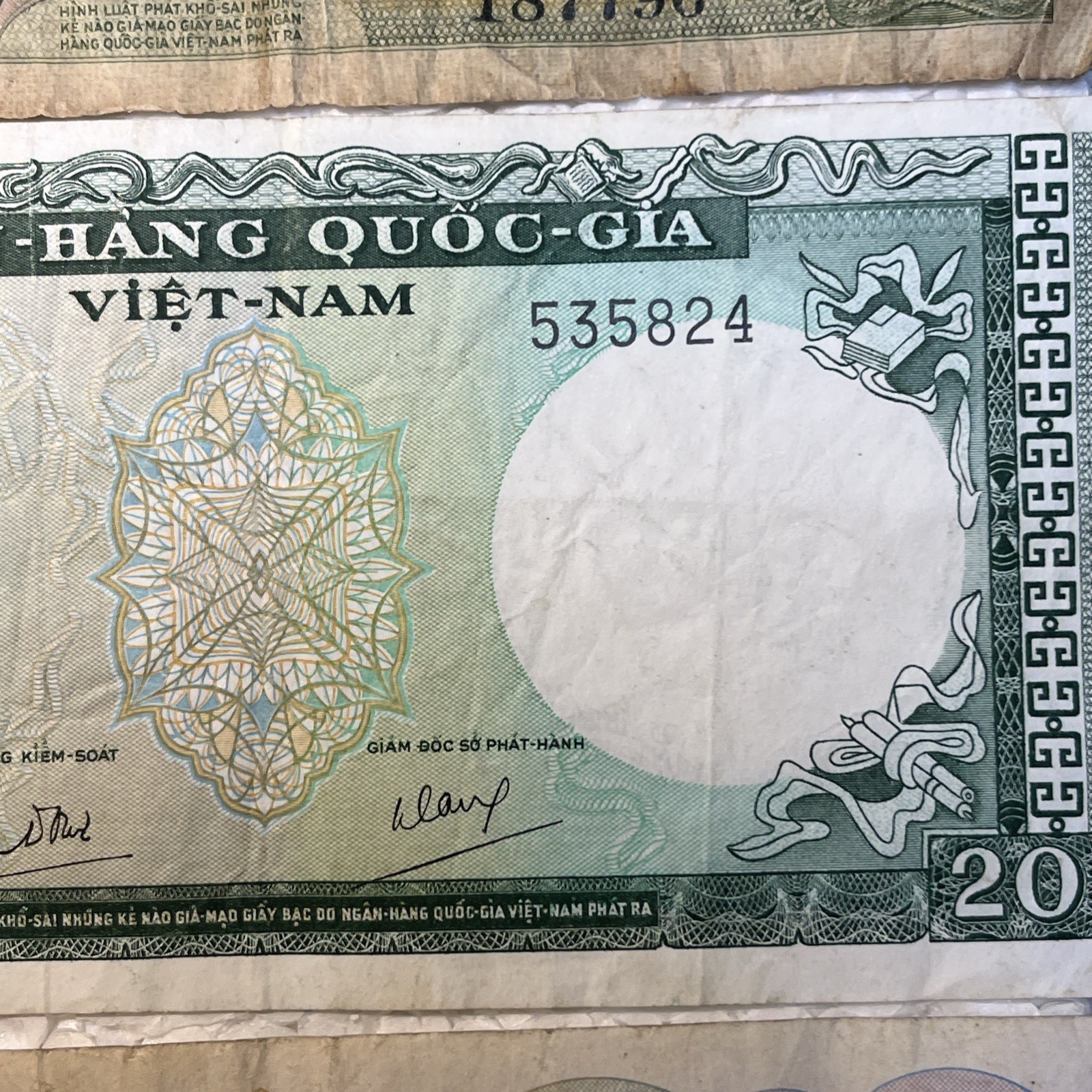 1956 – 1966 Vietnam 5, 20 & 50 Dong Circulated Paper Banknotes Lot Of 3