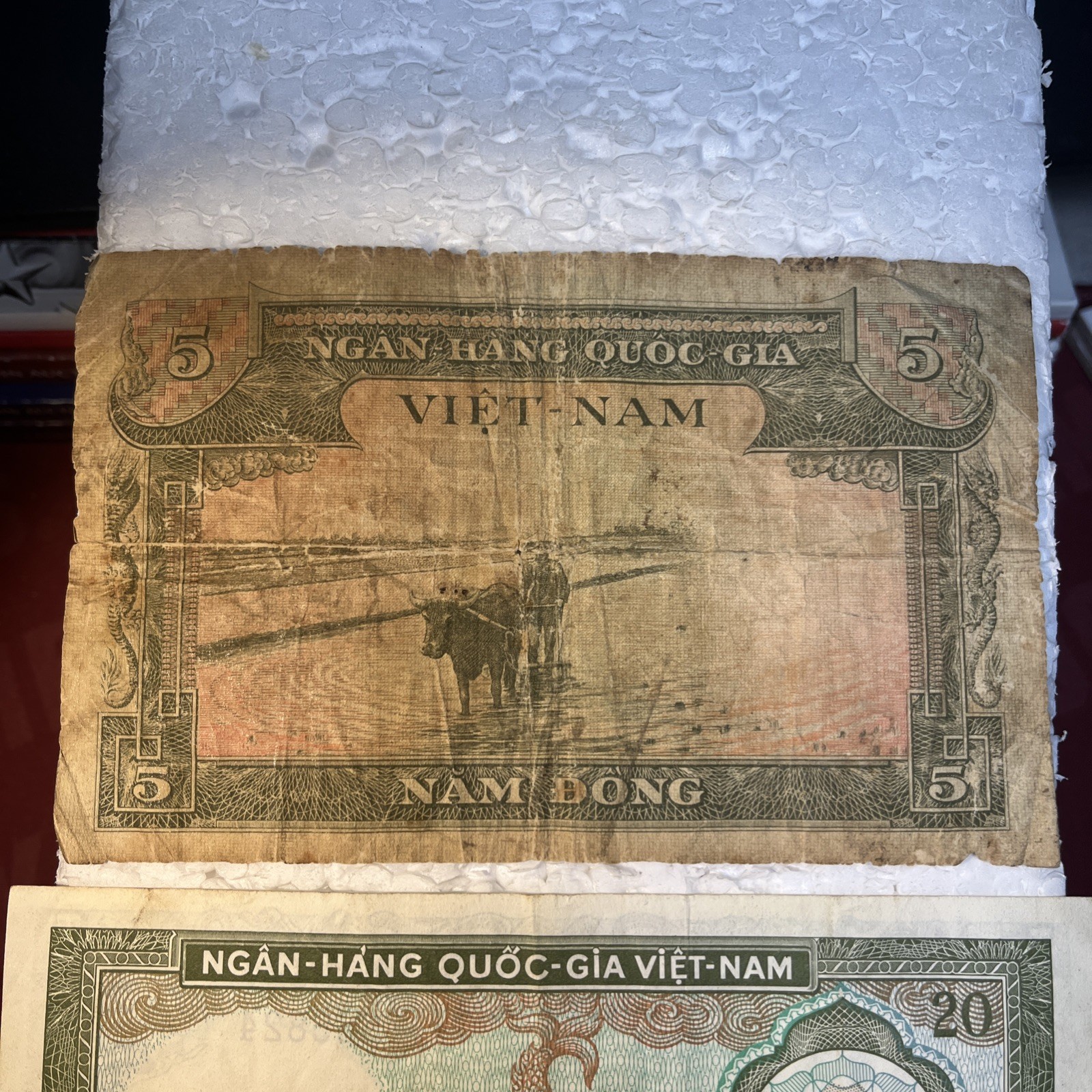 1956 – 1966 Vietnam 5, 20 & 50 Dong Circulated Paper Banknotes Lot Of 3