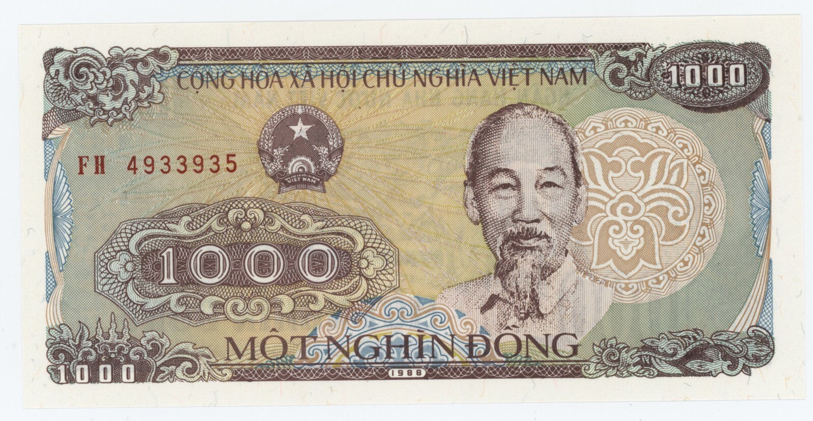 Viet nam Vietnam 1000 Dong 1988 Pick 106.a UNC Uncirculated Banknote