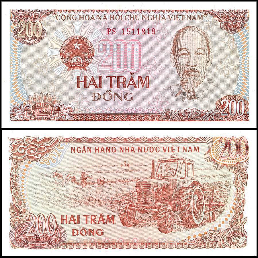 Vietnam 200 Dong, 1987, P-100a, UNC X 100 PCS Bundle Pack USA