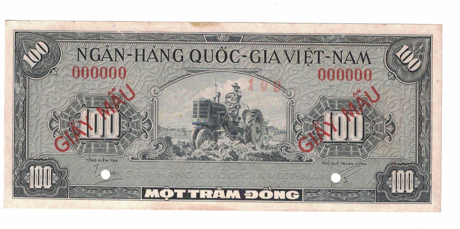 VIETNAM SOUTH – SPECIMEN 100 DONG 1955 PICK# 8s ( #496 )