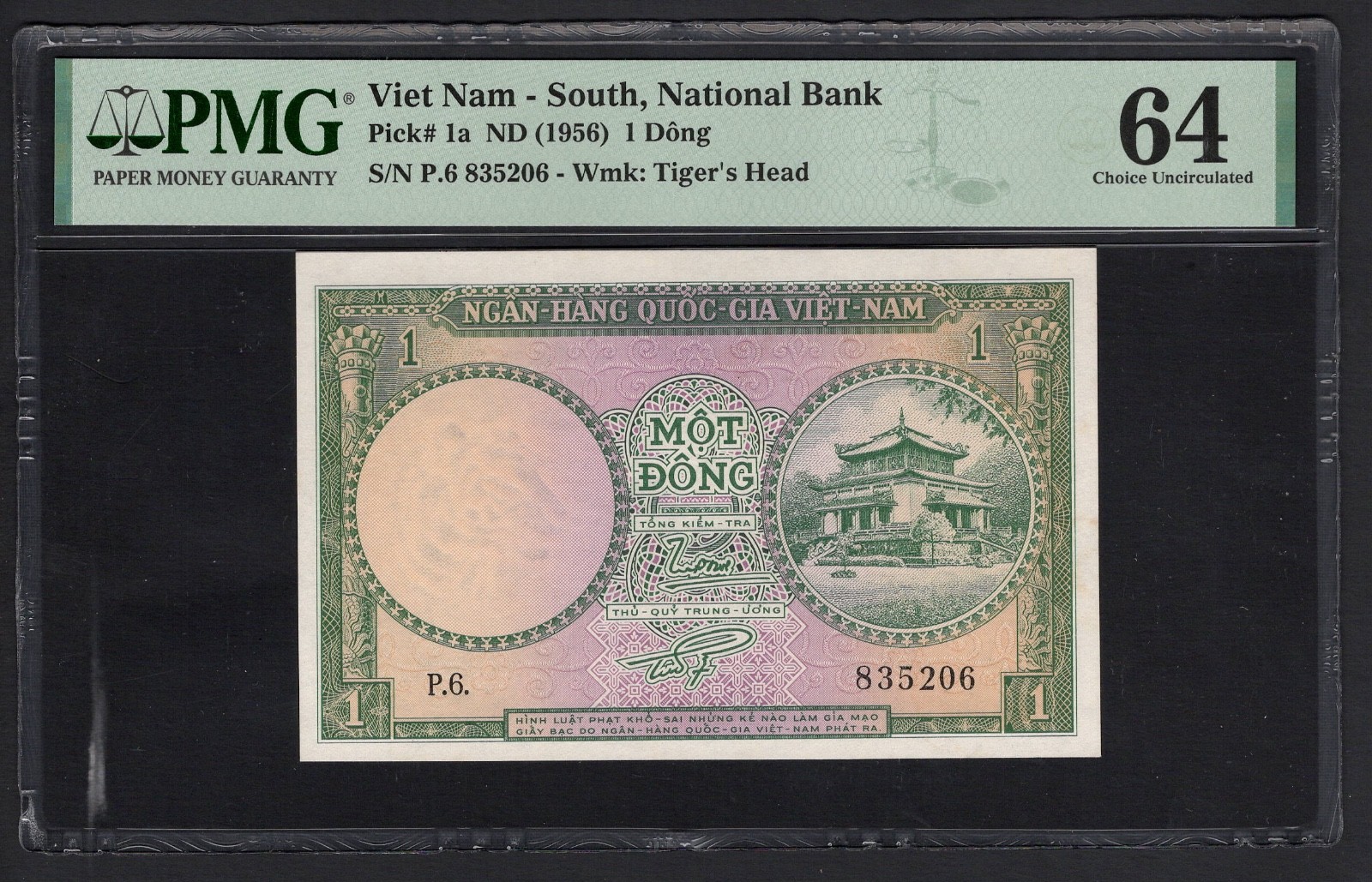 South Vietnam One Dong ND(1956) P1a Uncirculated Grade 64