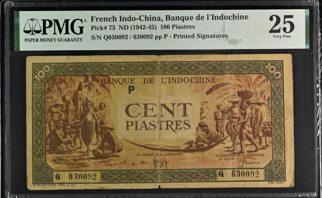 French Indochina P-73 100 Piastres 1942-45 PMG 25