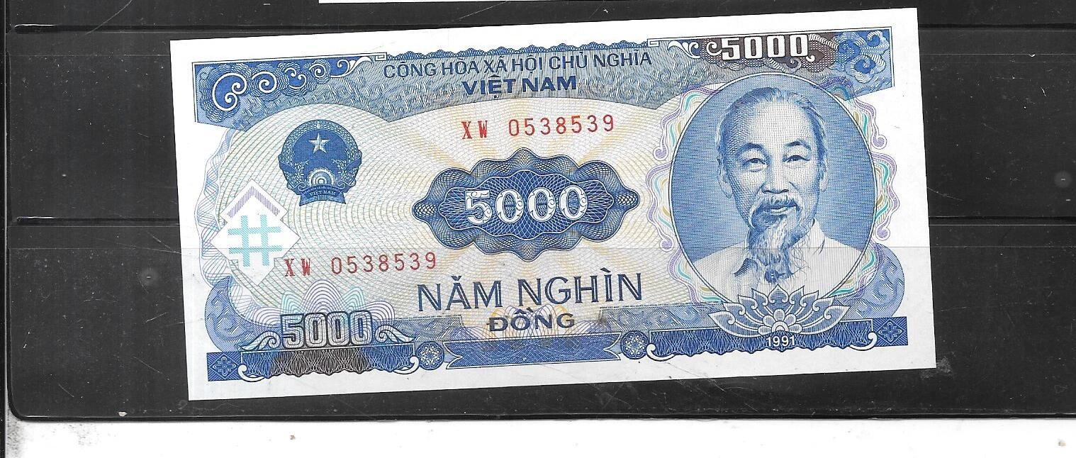 VIETNAM 108a 1993 5000 DONG MINT CIRSP OLD BANKNOTE PAPER MONEY CURRENCY NOTE