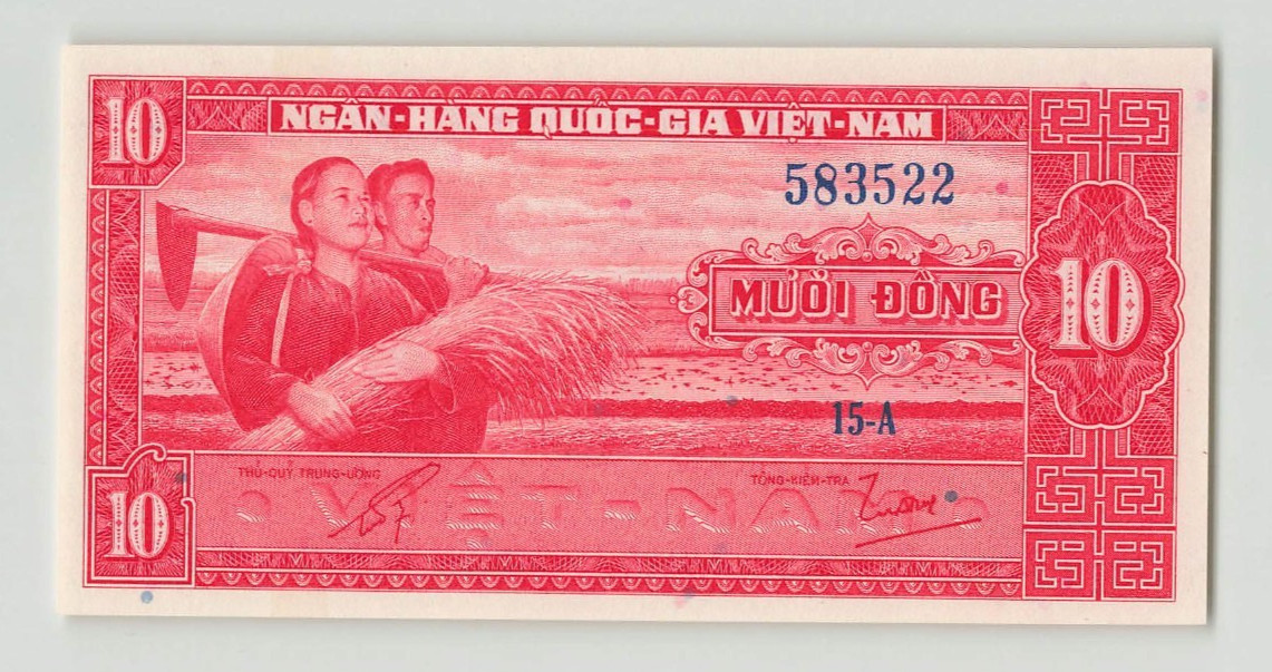 VIETNAM 10 Dong 1962, P-5a, SBNC Print, 15-A 583522, Original UNC Grade. J2
