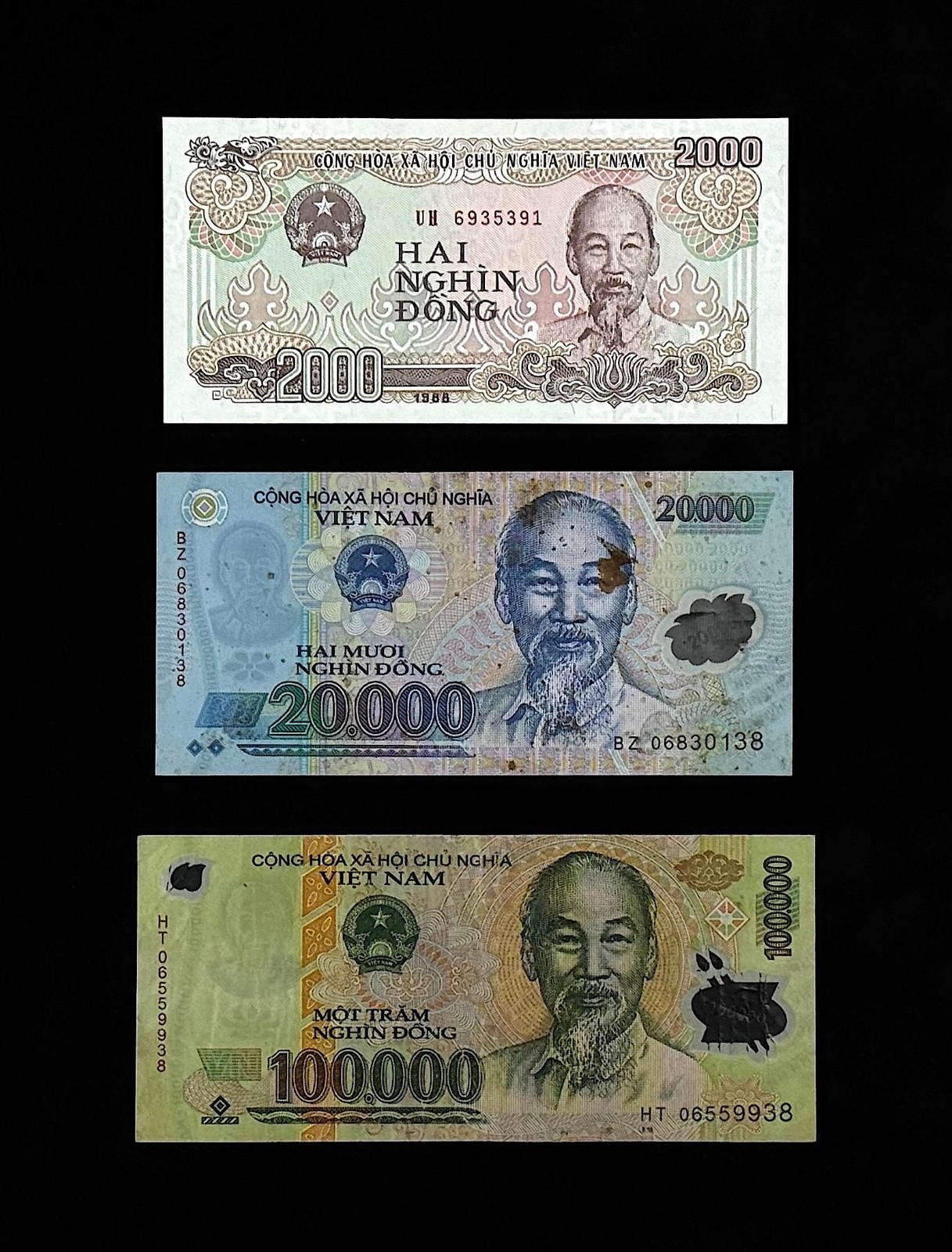 Vietnam Banknote LOT ** 1988-2006 *** Vietnamese 2000 20,000 100,000 DONG