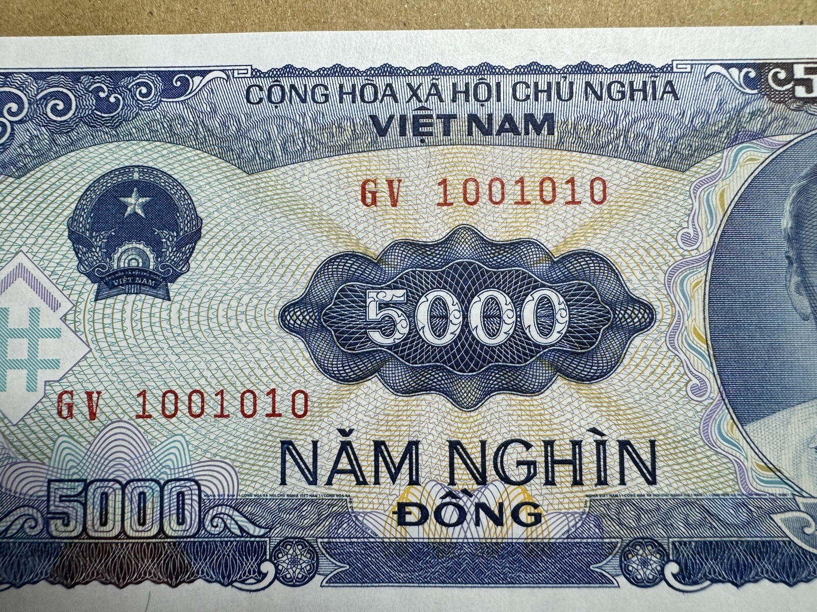 Vietnam 5000 Dong Serie Binary 0-1 1001010 1991 P-108 UNC_LDP Shop.
