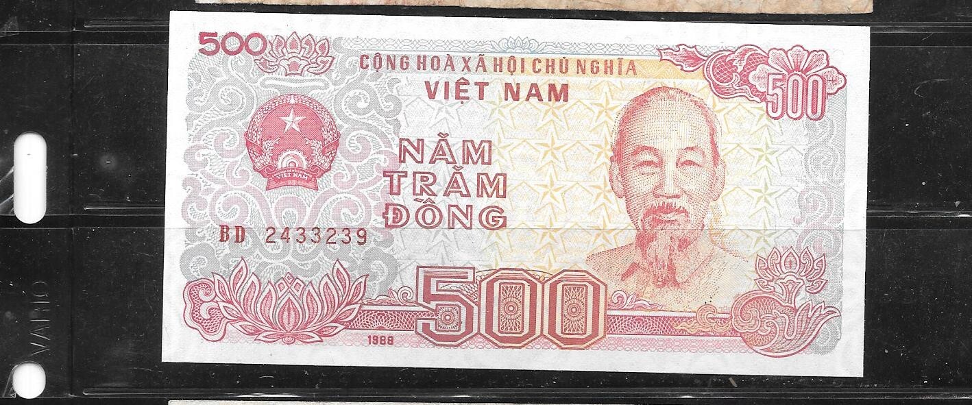 VIETNAM #101a 1989 VF USED OLD 500 DONG BANKNOTE NOTE PAPER MONEY BILL