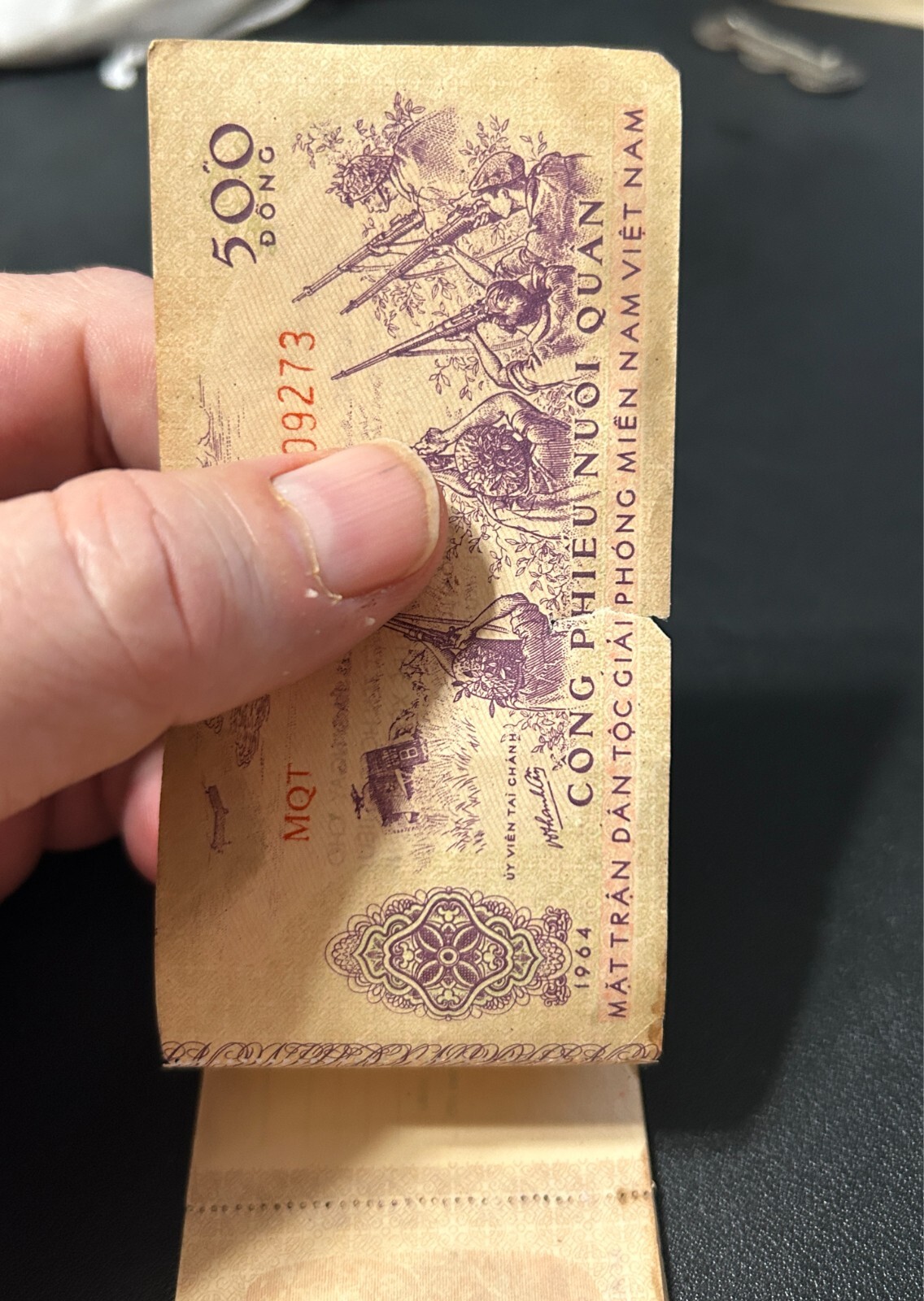 1964 Vietnam Vietcong Cong Phieu Nuoi Quan 500 Dong Credit ORIGINAL BOOK 23 NOTE