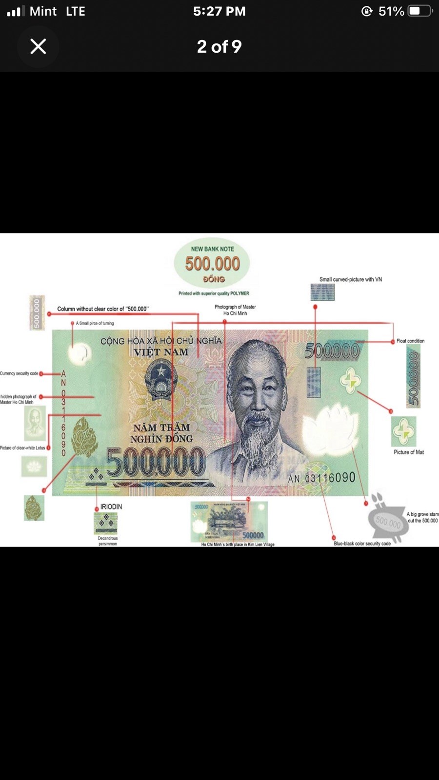 Vietnamese Dong 10 Million Uncirculated 20 x 500K – Authentic VND BankNotes….