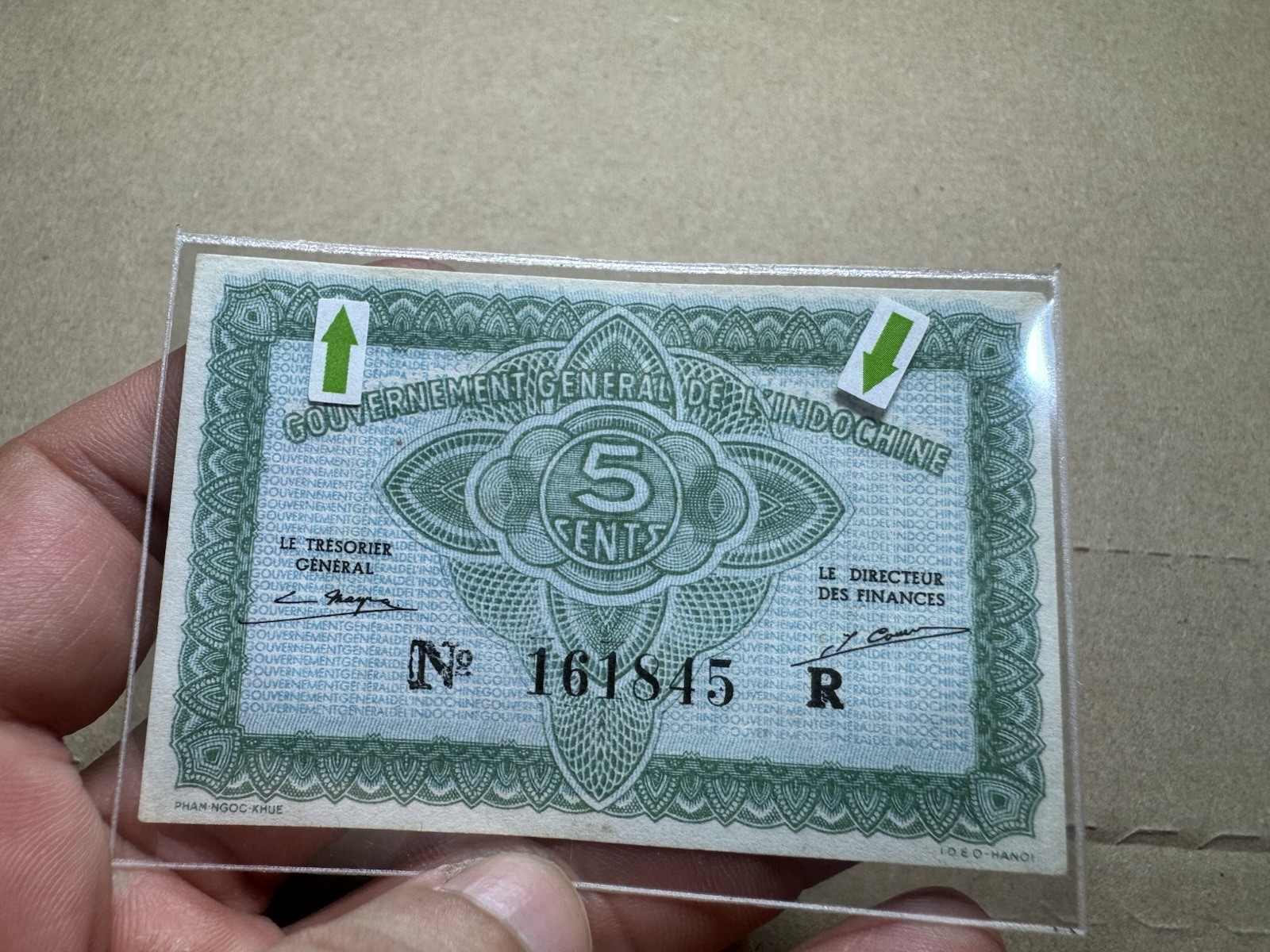 Minor Printing Error 5 Cent Indochine Indochina Banknotes 1942 Rare_LDP Shop.