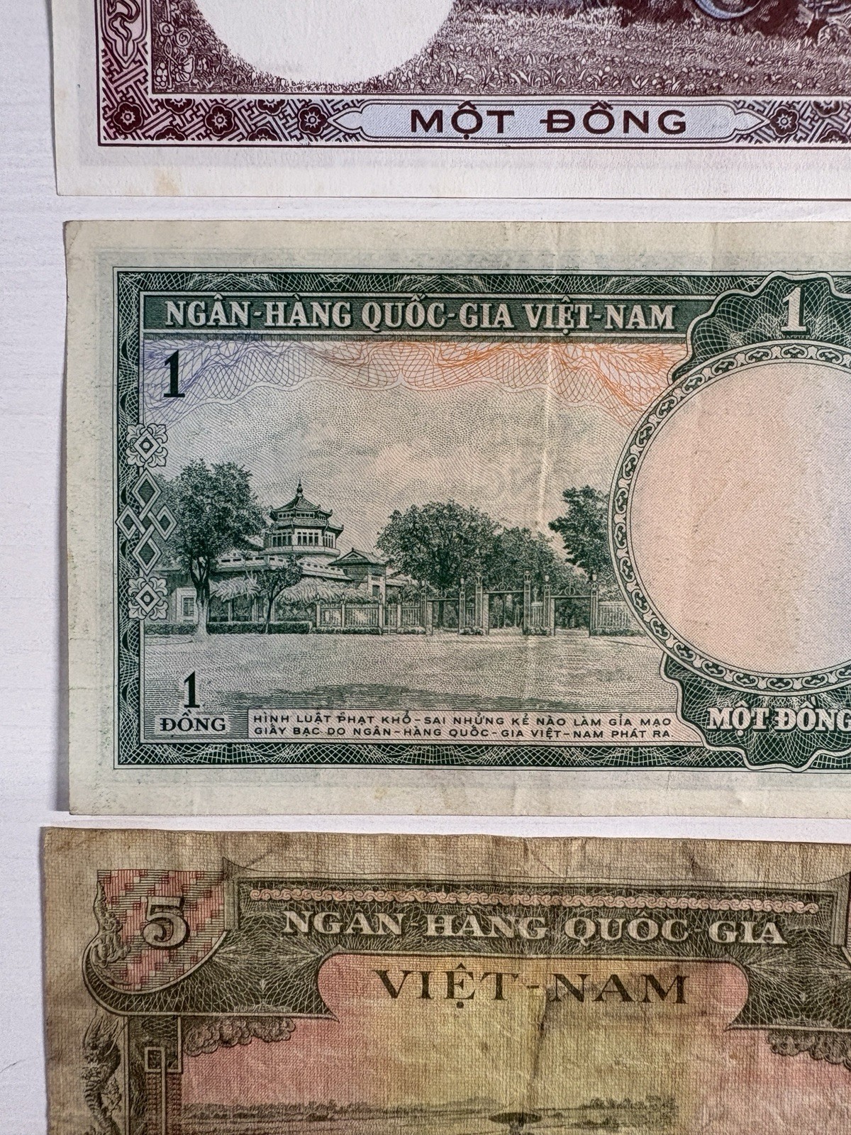 Vietnamese Dong Banknotes (LOT OF 6) 1, 5, 10 Đồng Banknotes