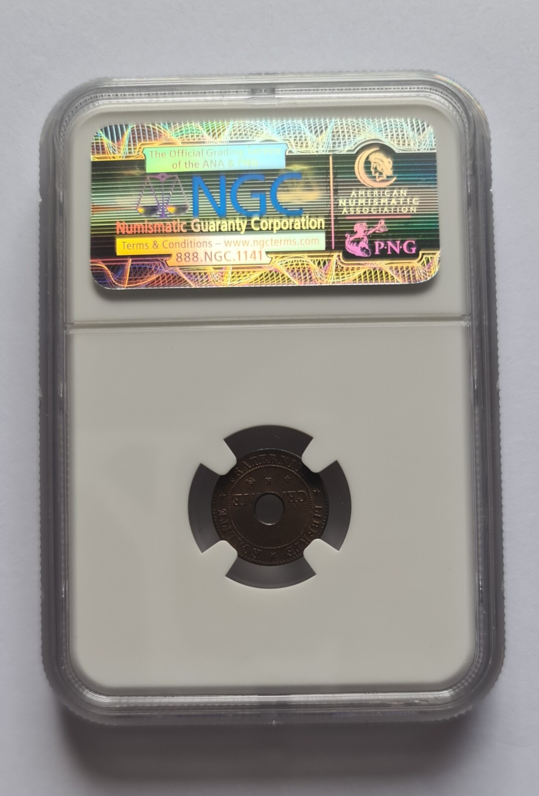 NGC 1875K MS 65 RB ” 1 CENT ” FRENCH INDO CHINA COIN…VERY NICE !!!!