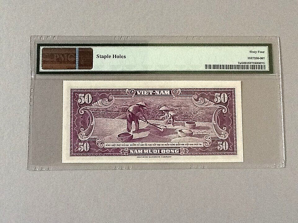 South Vietnam 50 Dong P-7a ND(1956) PMG 64 *Staple Holes*