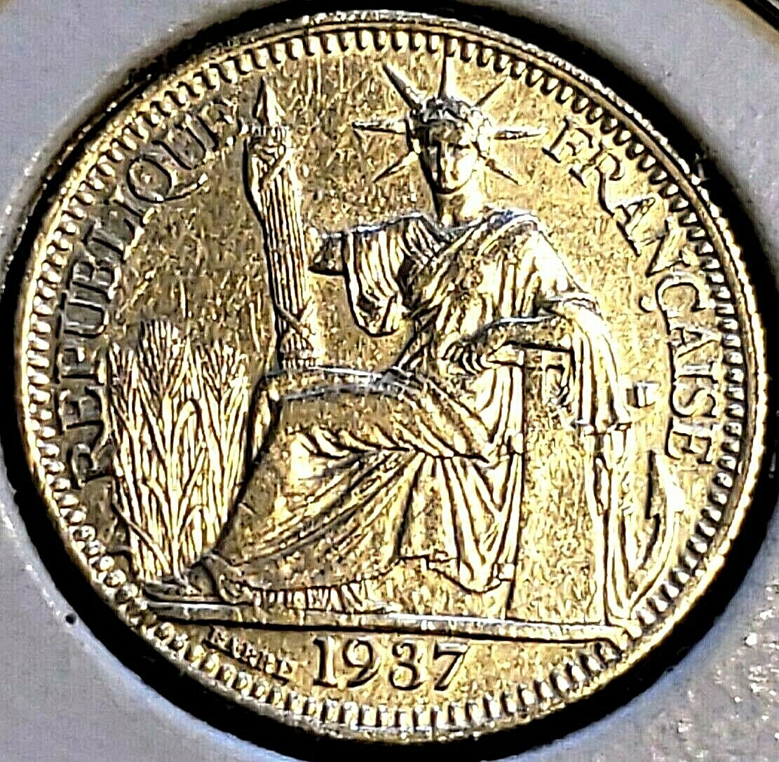 1937 Silver French Indochina 10 Centimes – Piastre – AU – 2.7g – KM#: 16.1