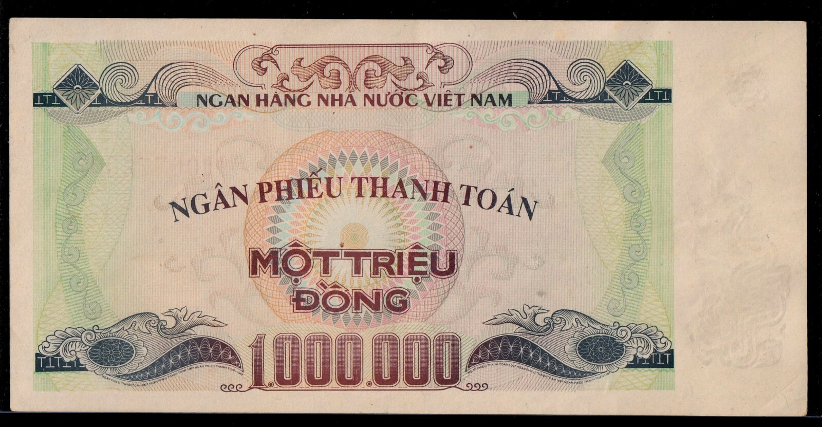 Vietnam Payment Check 1,000,000 Dong 1997 ( fake old )