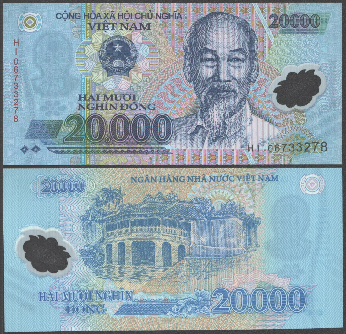 VIETNAM SOCIALIST 20,000 DONG 2006 UNC PREFIX HI,HO CHI MINH,AT RIGHT,COVERED BR