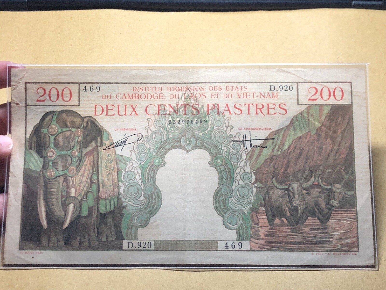 200 Piastres Indochine Banknotes 1953 Original Vintage_LDP Shop.