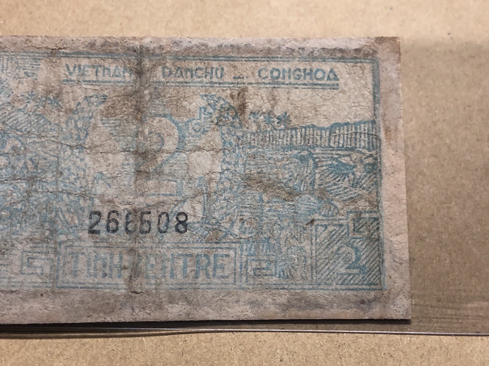2 Dong Pick Unlished Ben Tre province South Viet Nam Banknotes 1949 Rare_LDP.