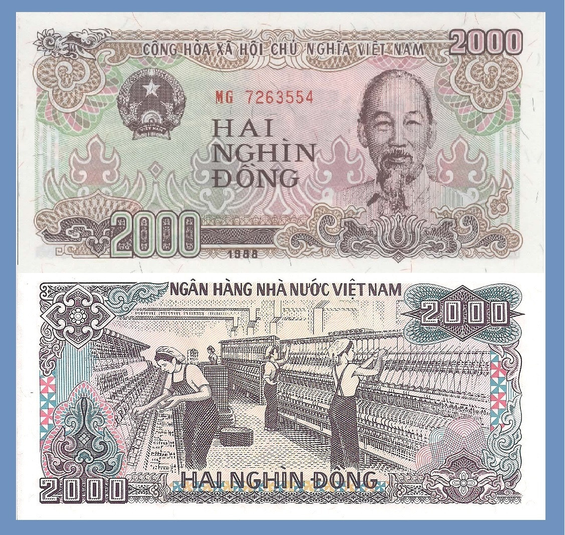 Viet Nam P-107a, 2000 Dong, Ho Chi Minh / textile UNC