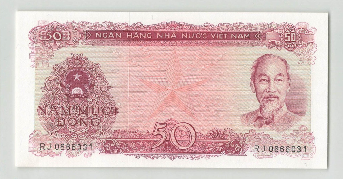 VIETNAM 50 Dong 1976, P-84a, Large Prefix Letters, Original UNC, Pretty Note.
