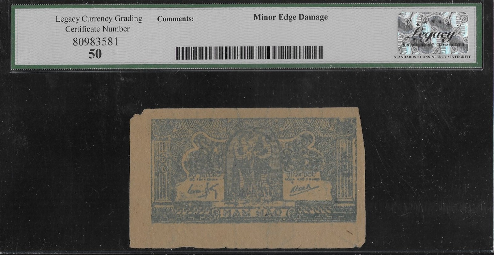 Vietnam P-14b 50 Xu 1948 Red Serial Number LCG 50