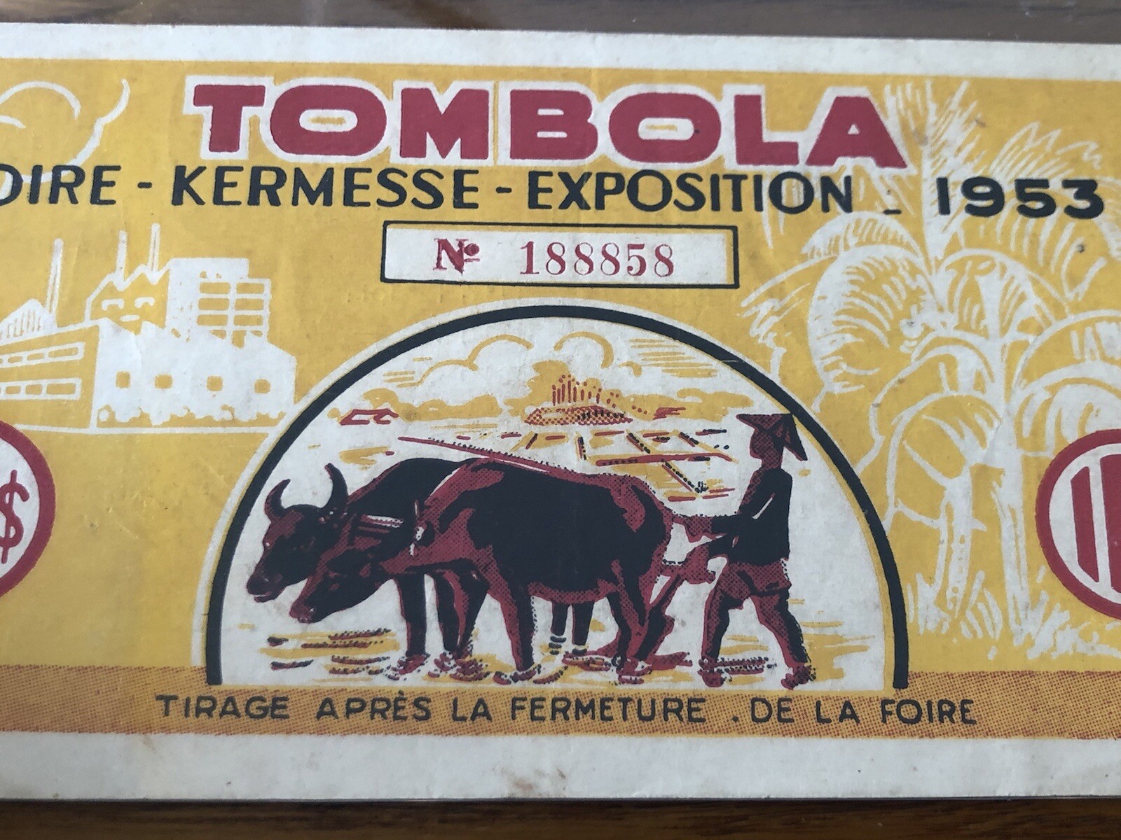 Lottery Tombola Indochine 10 Piastres 1953 Original Vintage Very Rare_LDP Shop.