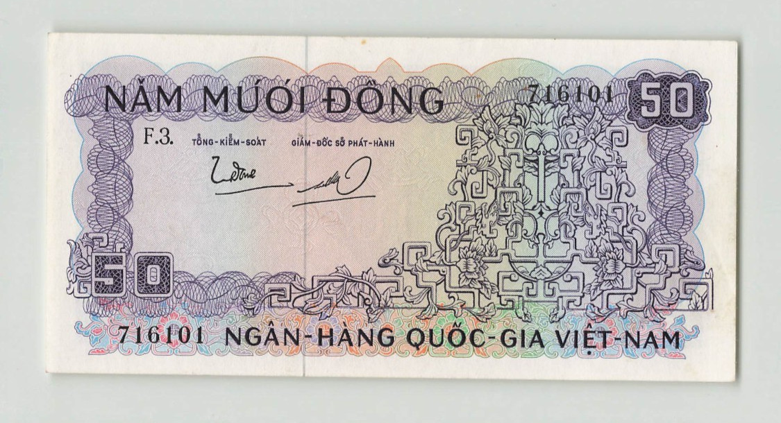 SOUTH VIETNAM 50 Dong 1966, P-17. Original UNC. F3 716101, Pretty Note. N9