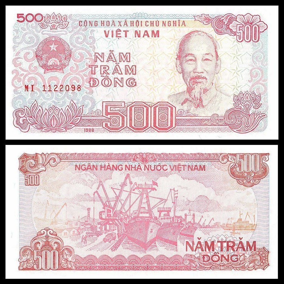 Set of 5 Vietnam Old Paper Banknotes 200 500 1000 2000 5000 Dong Uncirculated