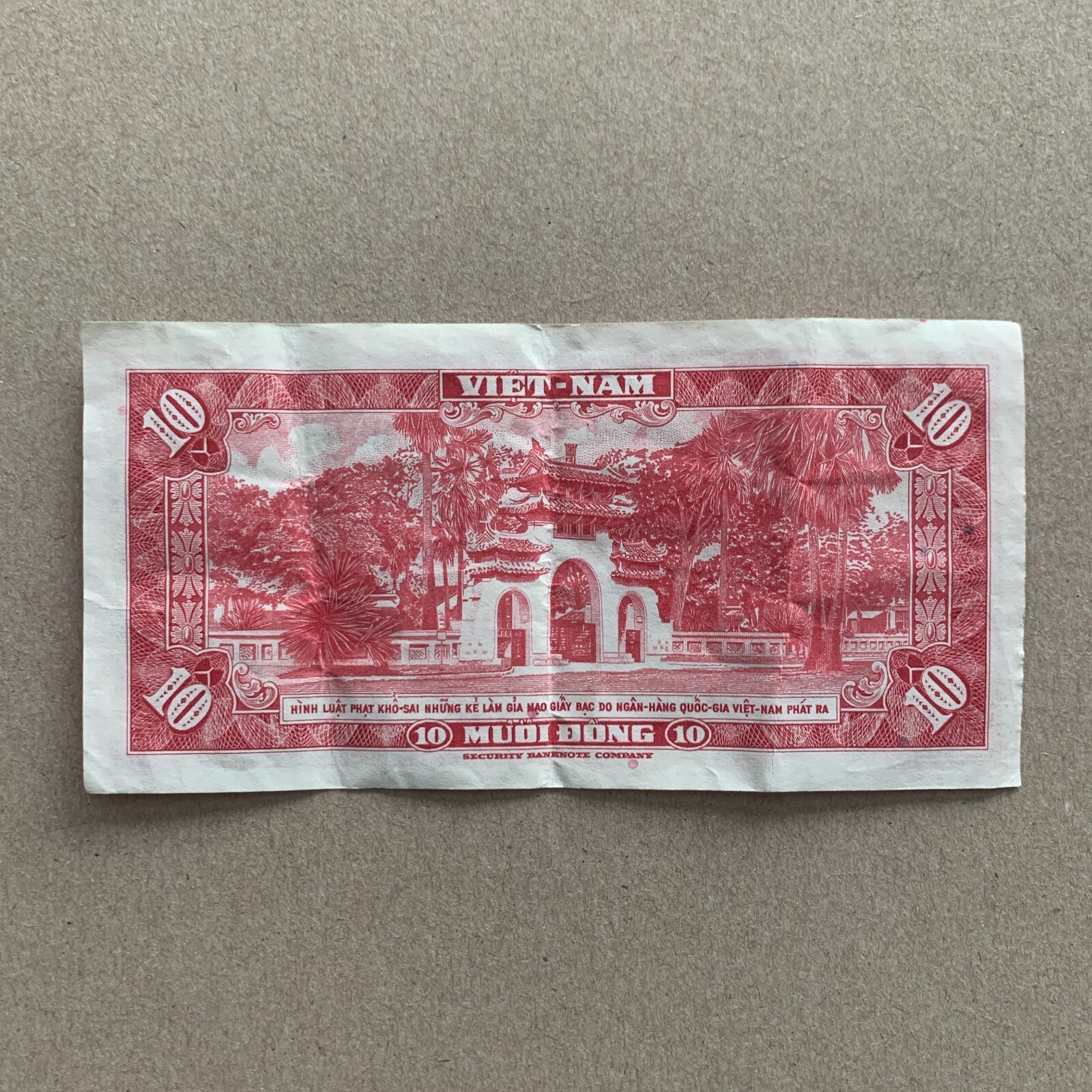 SOUTH VIETNAM 10 Dong Banknote 1962 Vietnamese Currency War Era Paper Money