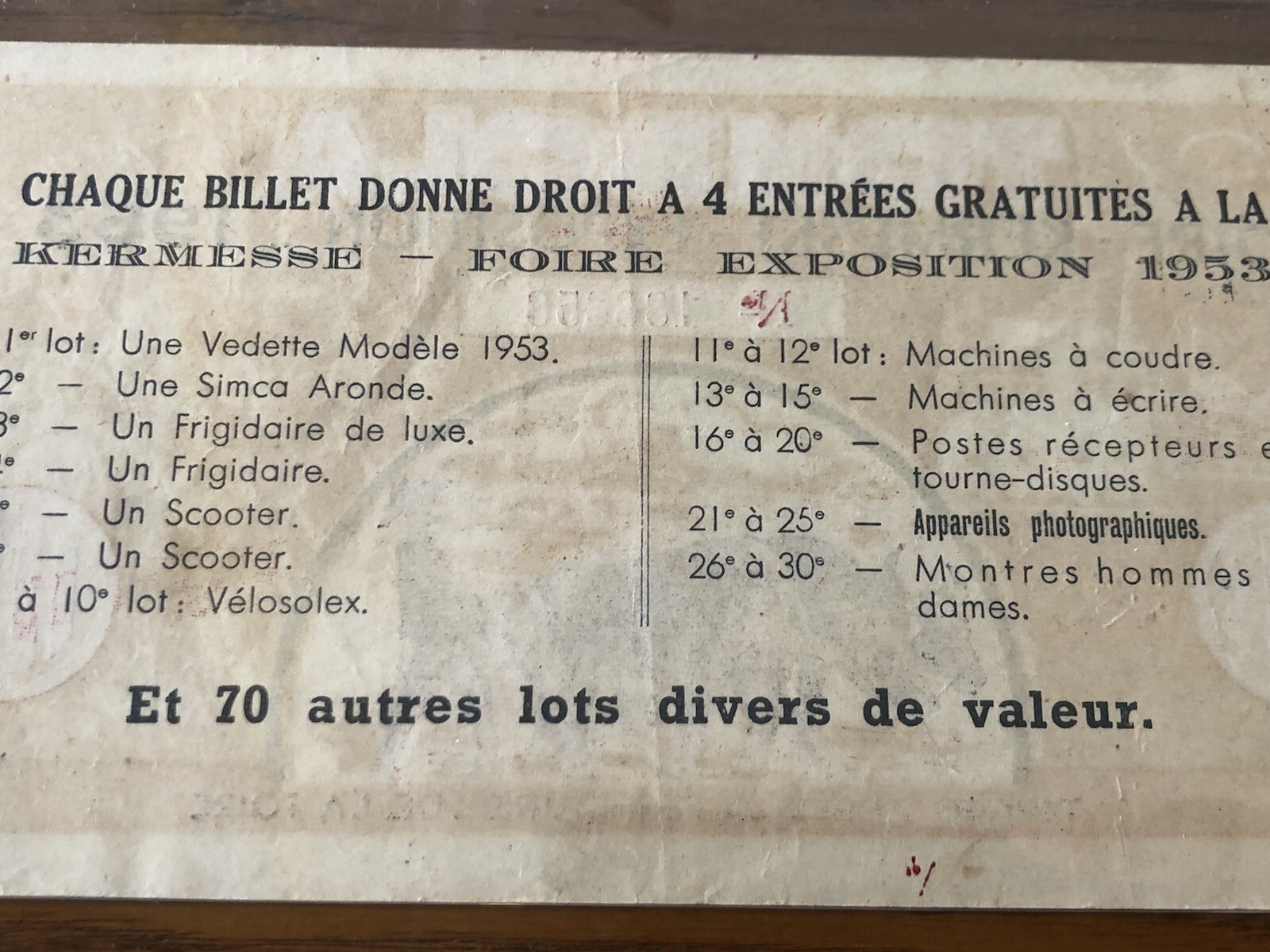 Lottery Tombola Indochine 10 Piastres 1953 Original Vintage Very Rare_LDP Shop.